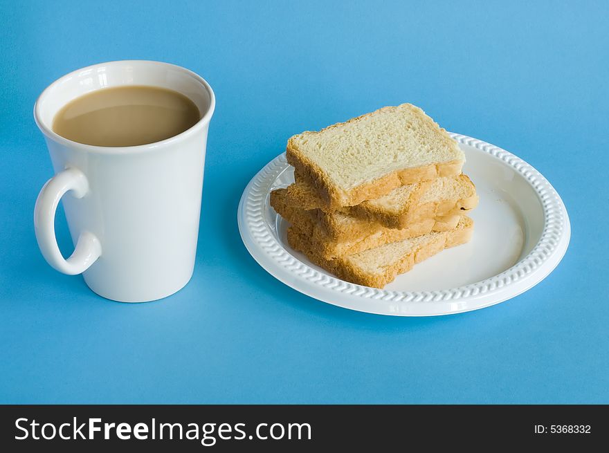 Cup of coffee with toasts. Cup of coffee with toasts.