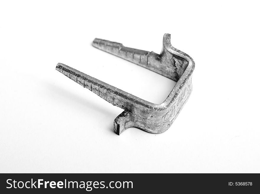 Electrical wire staple on isolated white background