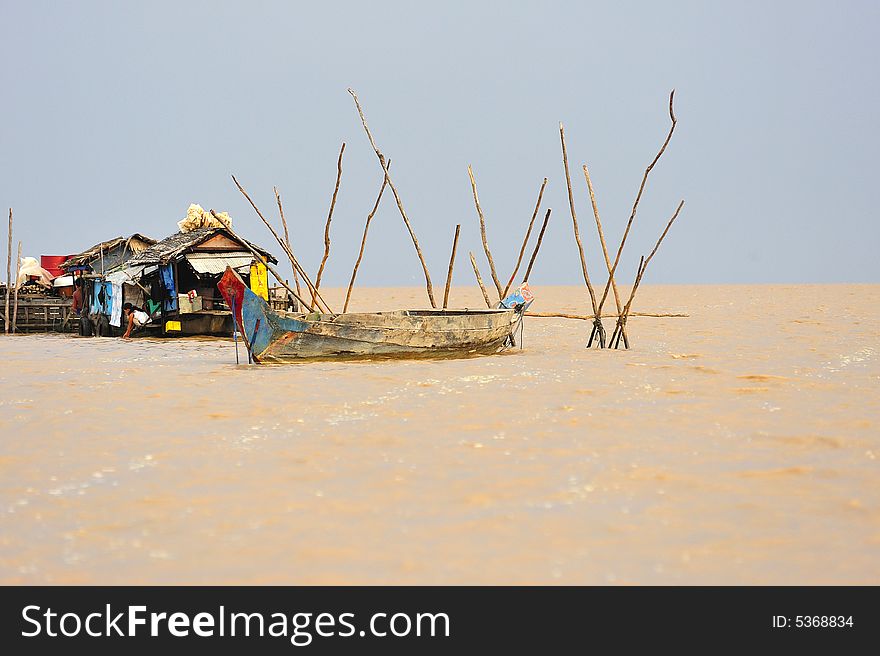 Cambodia, floating village on the tonle sap lake