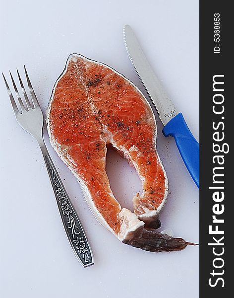 Fish prepared  isolated On backgraund wite. Fish prepared  isolated On backgraund wite