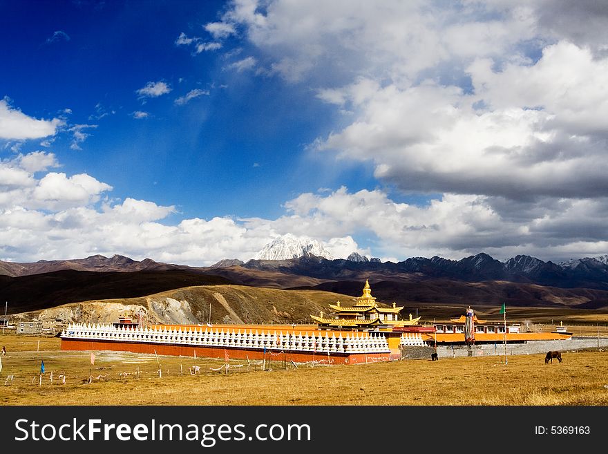 This is a temple in tibet altiplano. This is a temple in tibet altiplano