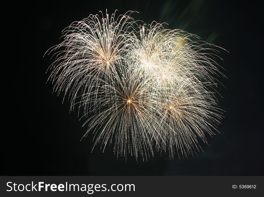 Koosh ball fireworks against the dark sky