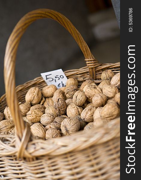 A photo of walnuts with price for sale. A photo of walnuts with price for sale