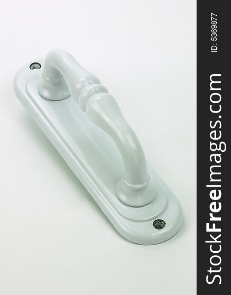 White metal door handle isolated