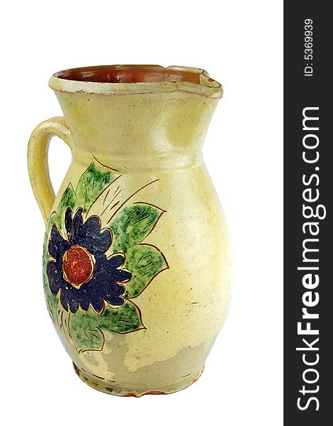 Ceramic pot with flower painting