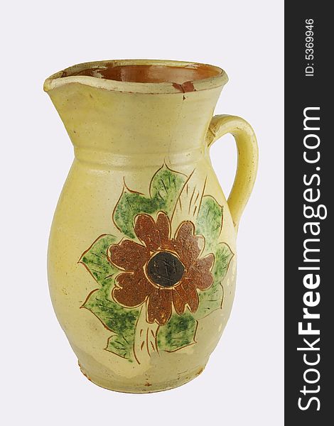 Ceramic pot with flower painting