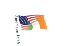 U.S. & Irish Flags Blended, With Text Stock Image