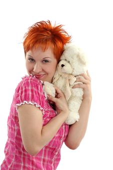 Woman With Teddy Bear Stock Image