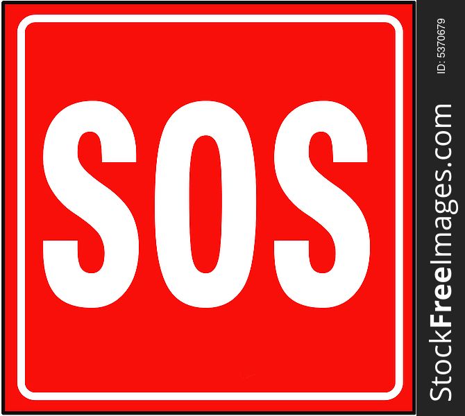 square sign of sos on red background. square sign of sos on red background
