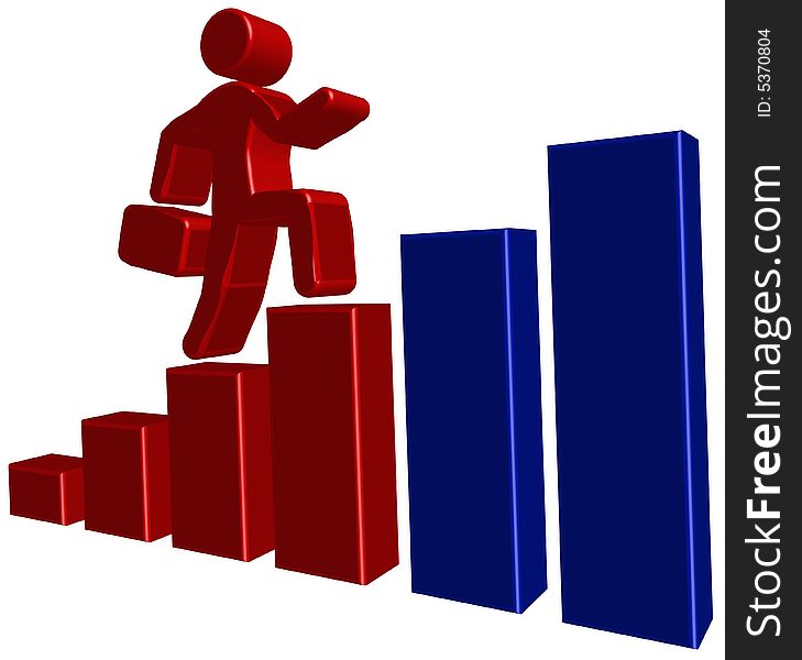 Businessman with portfolio goes on ladder, vector illustration for presentation. Businessman with portfolio goes on ladder, vector illustration for presentation