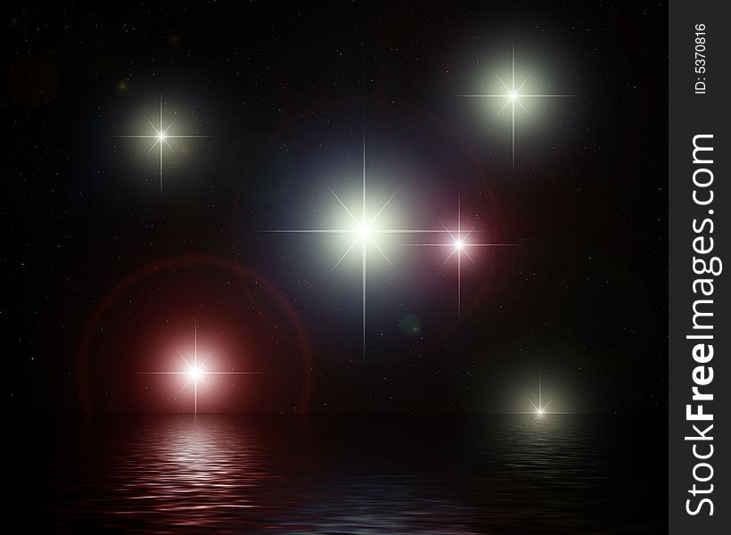Reflection in water of the star sky. Reflection in water of the star sky