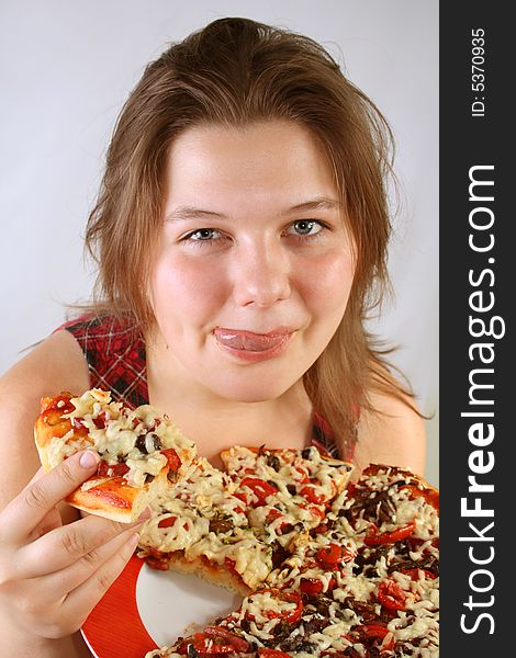 Girl Eating Pizza