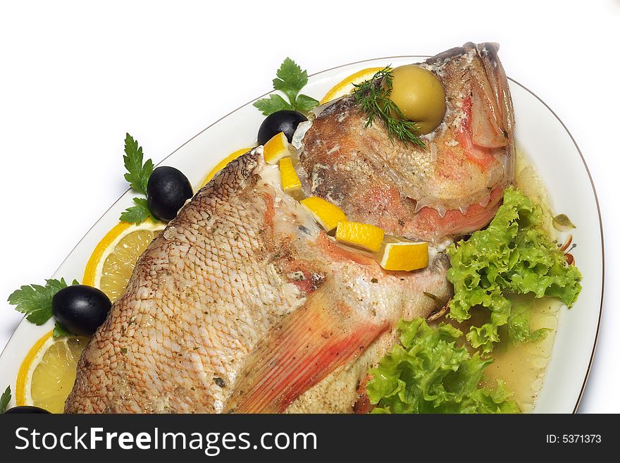 Baked fish isolated
