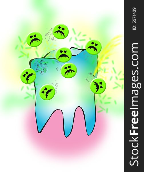 Microbes, tooth, enamel, caries, white, attack, protection, gum, meal, stone. Microbes, tooth, enamel, caries, white, attack, protection, gum, meal, stone