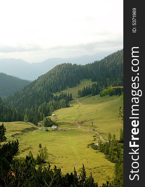 Mountains and fields in Slovenia. Mountains and fields in Slovenia