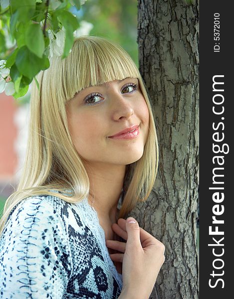 Beauty woman face with tree. Beauty woman face with tree