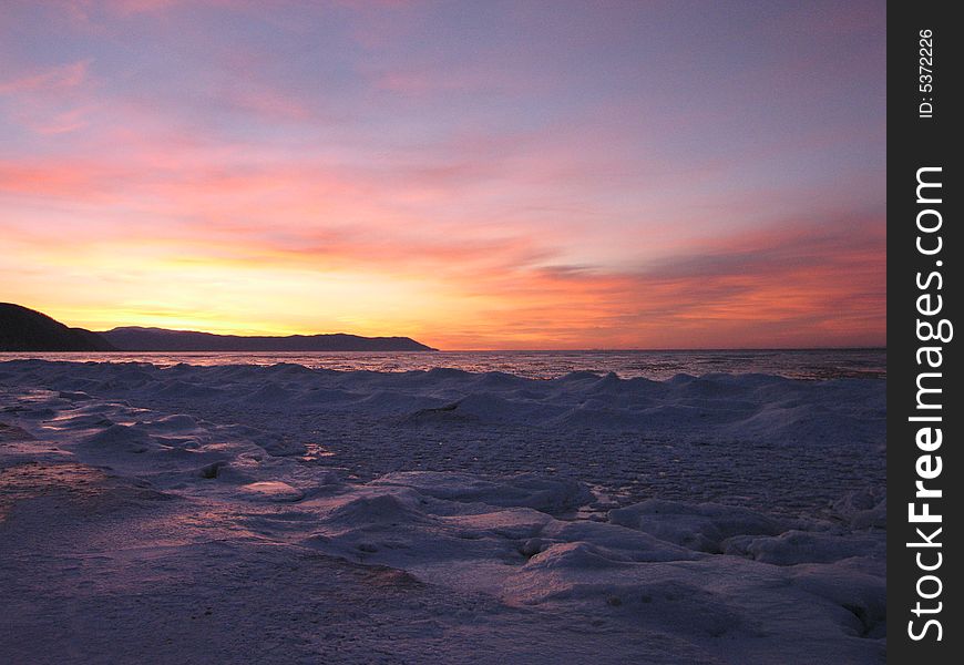 The sunset. The Baikal lake. Russia, 2008.