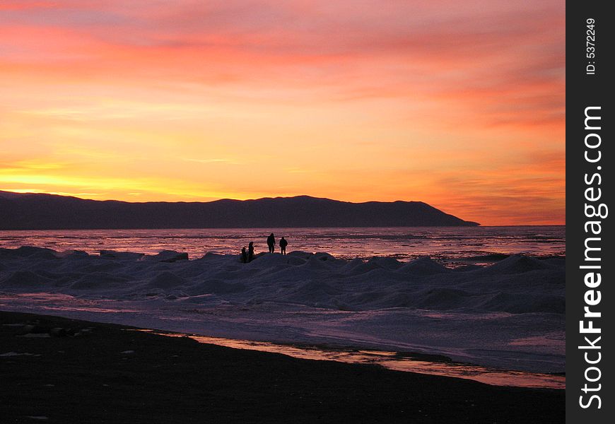 The sunset. The Baikal lake. Russia, 2008.