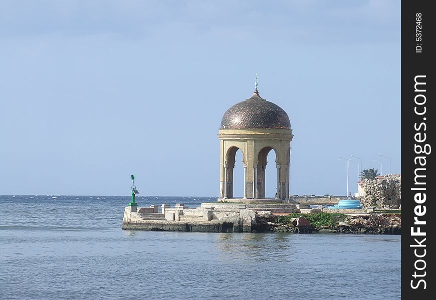 Tower near a beacon  in river s delta