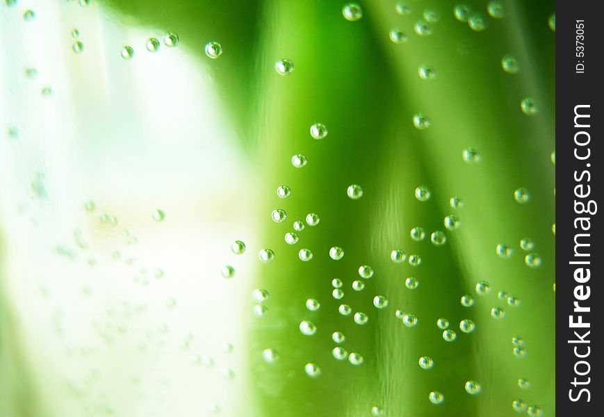 Water bubbles on green stalks background. Water bubbles on green stalks background