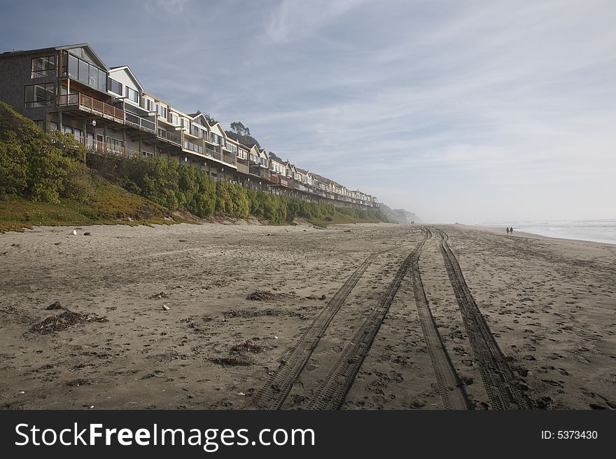 Line of houses above the beach, Santa Cruz, California. Line of houses above the beach, Santa Cruz, California