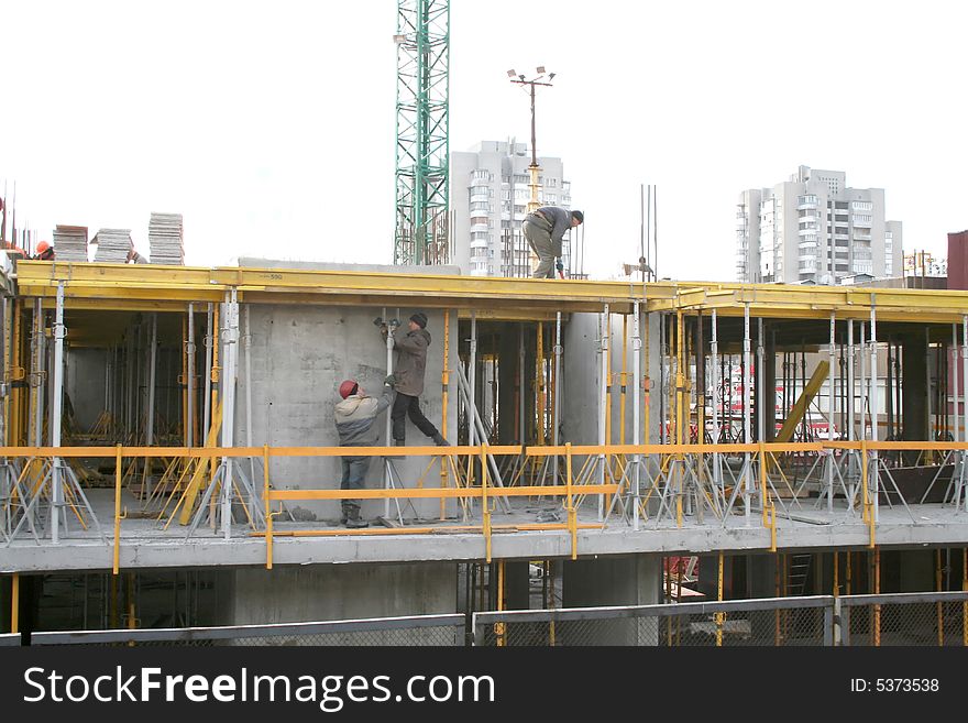 Preparation the struts construction in building. Preparation the struts construction in building