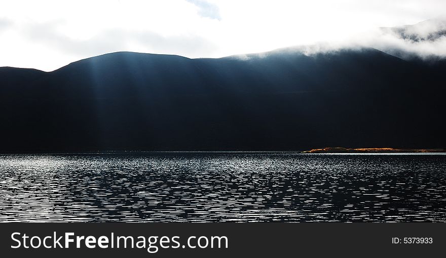 Beautiful lake in sunshine