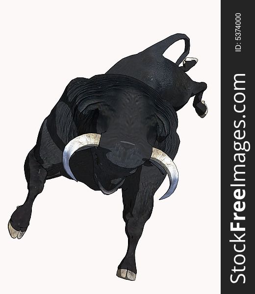 Black Cartoon Bull, computer generated, 3 dimensional image.