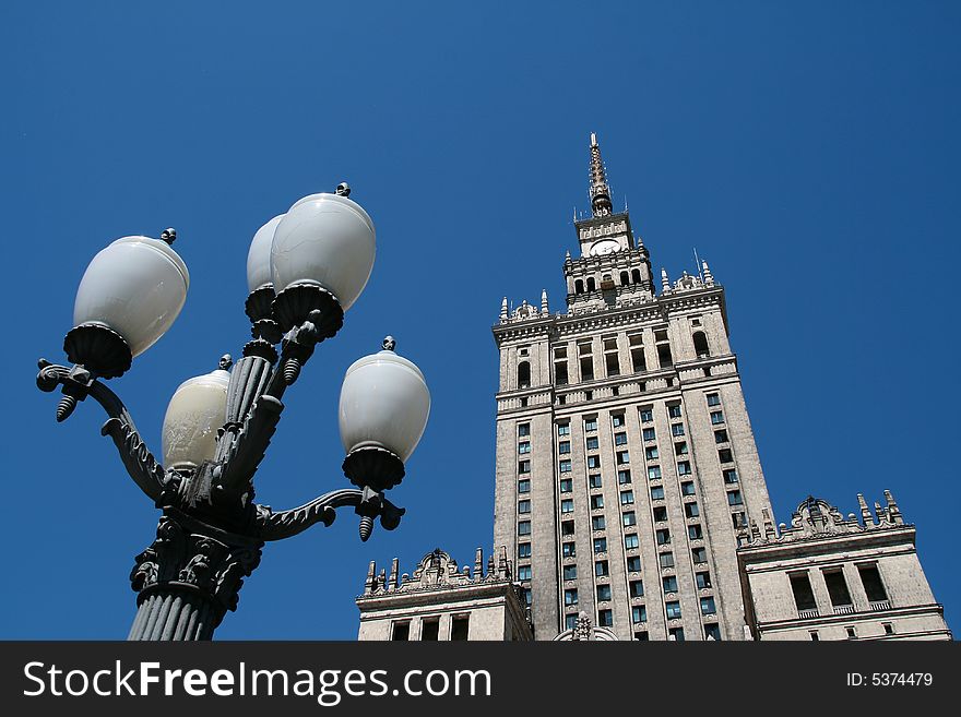 Postacrd with Warsaw, Palace of Culture. Postacrd with Warsaw, Palace of Culture