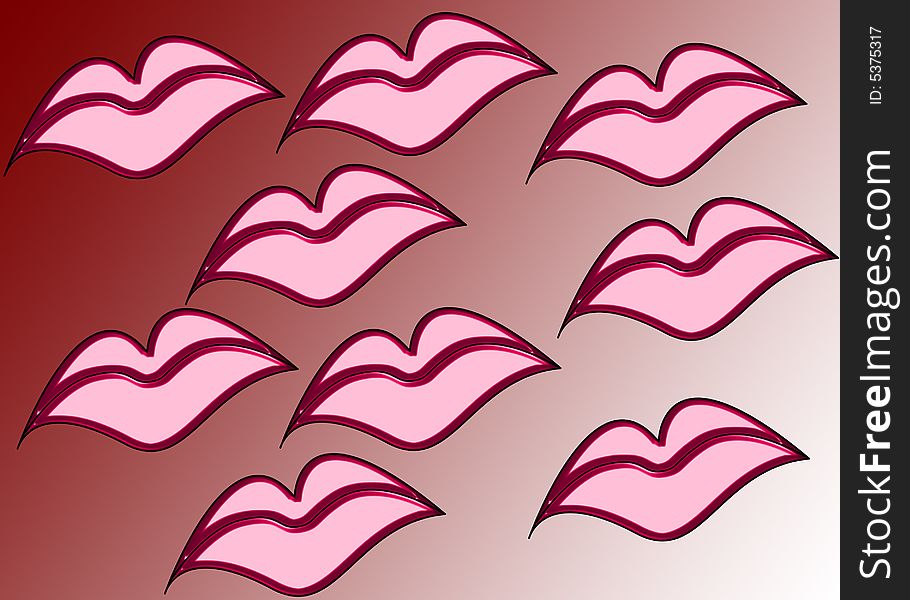 Pairs of Lips are Featured in an Abstract Illustration.