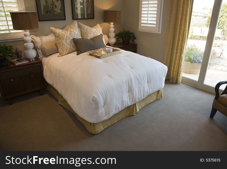 Luxury bedroom with a bed tray. Luxury bedroom with a bed tray.