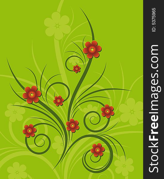 Abstract Floral Background in green color