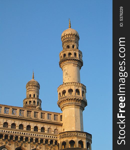 Detail of tower on Charminar - a famous monument in Hyderabad, India. Detail of tower on Charminar - a famous monument in Hyderabad, India