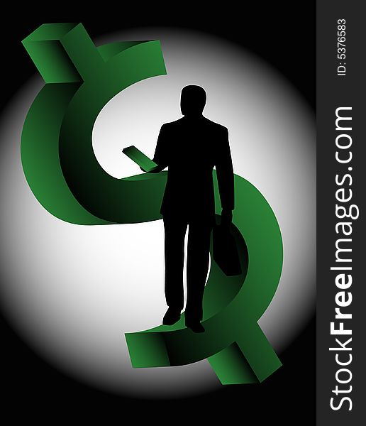 Illustration of businessman and dollar