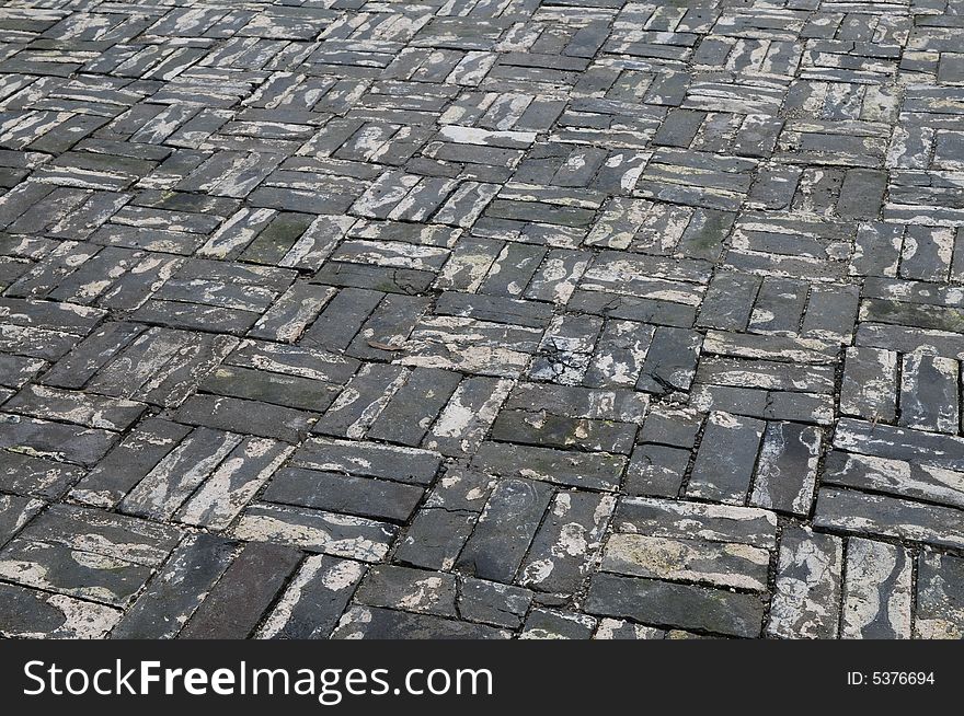 Ancient Chinese brick paved ground. Ancient Chinese brick paved ground.