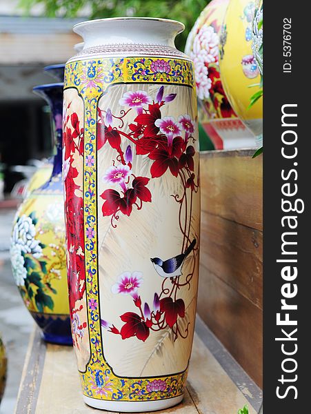The Chinese traditional ceramic vase with tradtional paintins. The Chinese traditional ceramic vase with tradtional paintins.