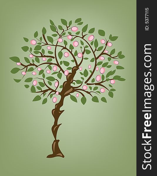 Illustration of a tree in bloom during the spring. Illustration of a tree in bloom during the spring.