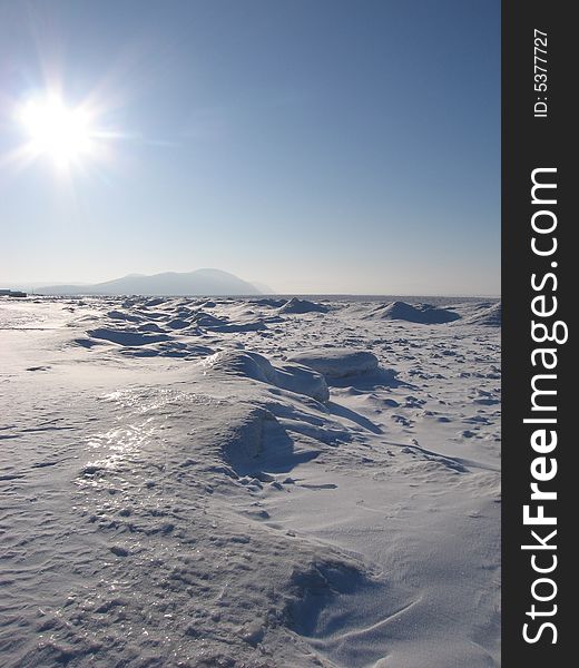 The sun. The Baikal lake. Russia, 2008.