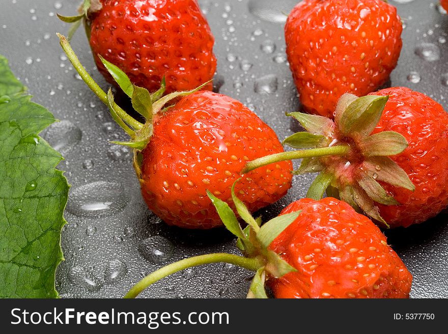 Strawberry red and juicy in water. Strawberry red and juicy in water