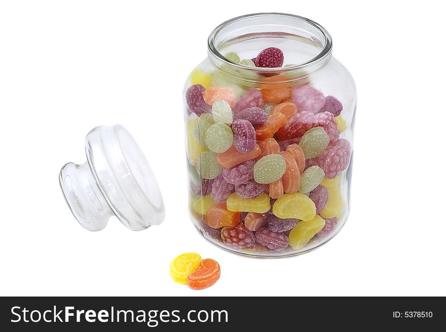Multicolor Bonbons In Glass Pot