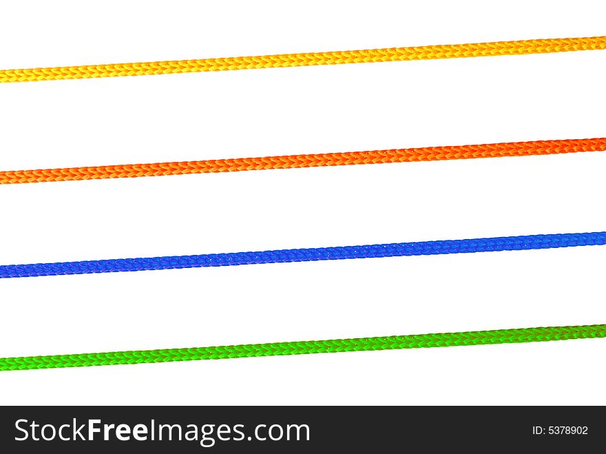 Colorful ropes on isolated background with clipping path