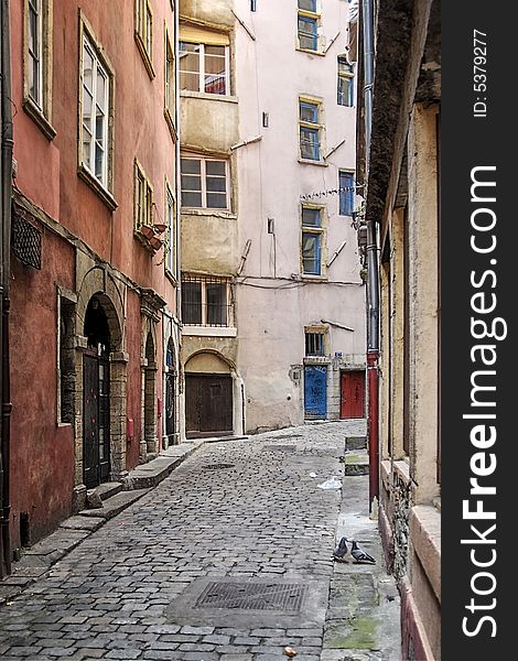 Narrow Cobbled Street In Old Lyon (Lyon)