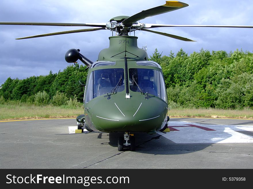 Rescue Helicopter at the ready in Ireland - close front view