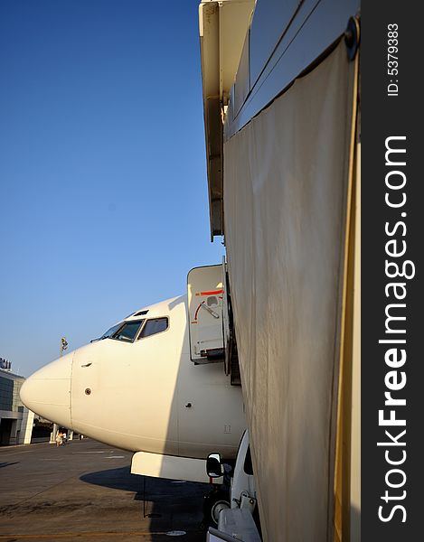 Airplane in airport of Ercan, Cyprus