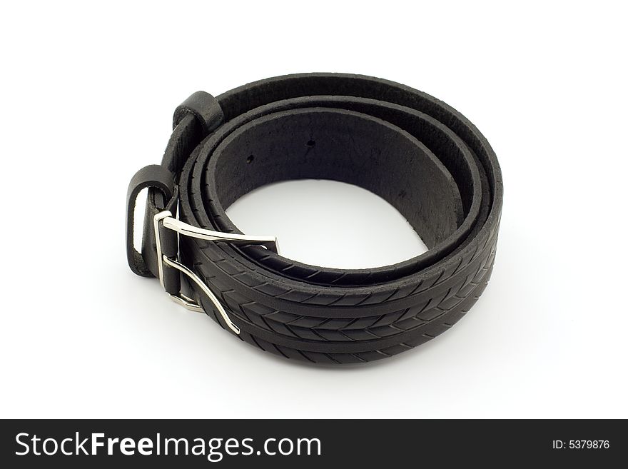 Black leather belt, isolated