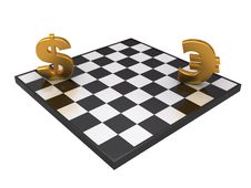 Dollar And Euro Chess Stock Photography