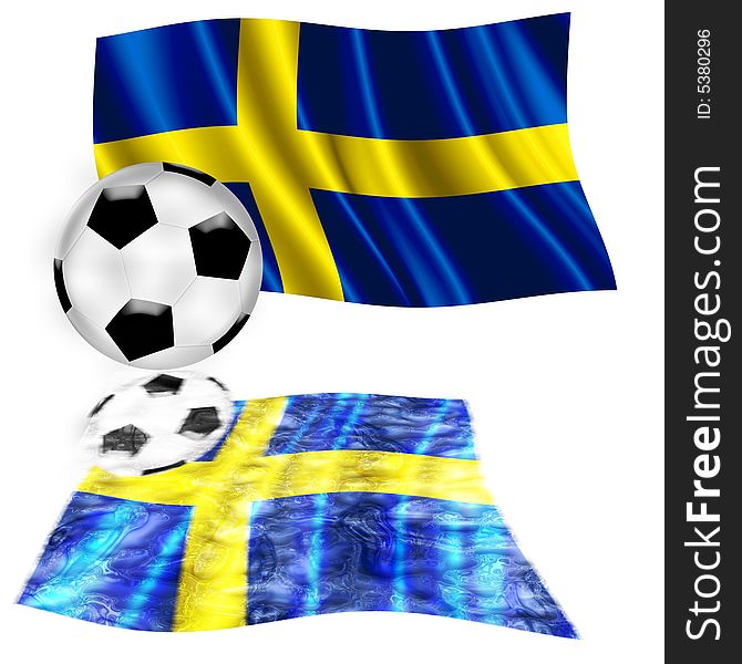Illustration of a football ball with the sweden flag at the back. Illustration of a football ball with the sweden flag at the back