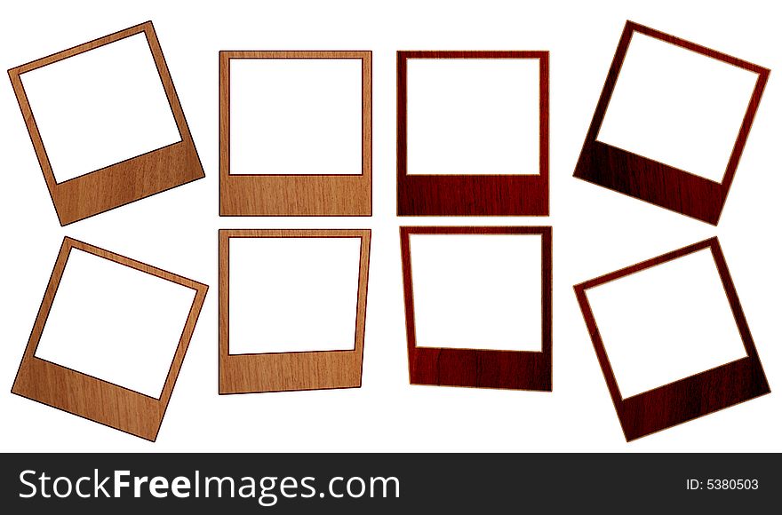 There some wood photoframes, in various positions. There some wood photoframes, in various positions.