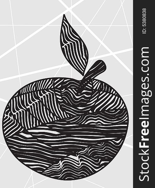Stylized black apple.Vector Illustration