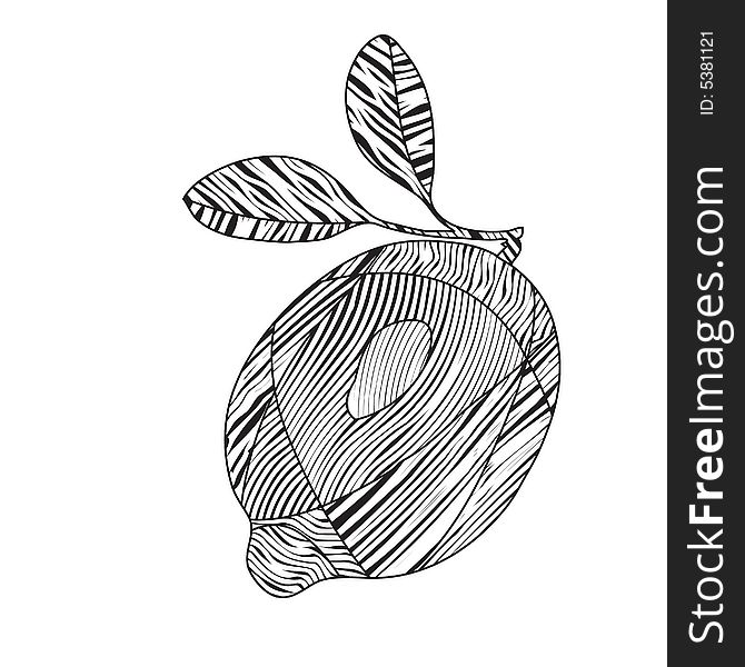 Stylized striped lemon. Vector 
Illustration